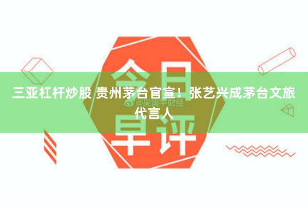 三亚杠杆炒股 贵州茅台官宣！张艺兴成茅台文旅代言人